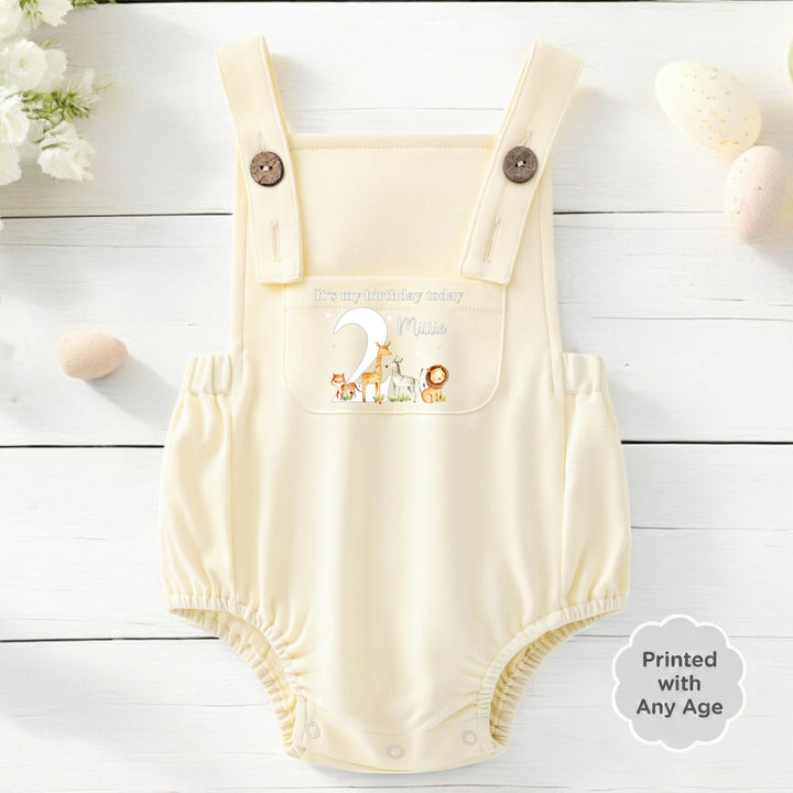 Personalised Jungle Safari Any Age Birthday Dungarees