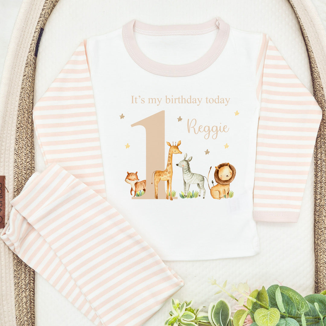 Personalised Jungle Beige Birthday Pyjamas