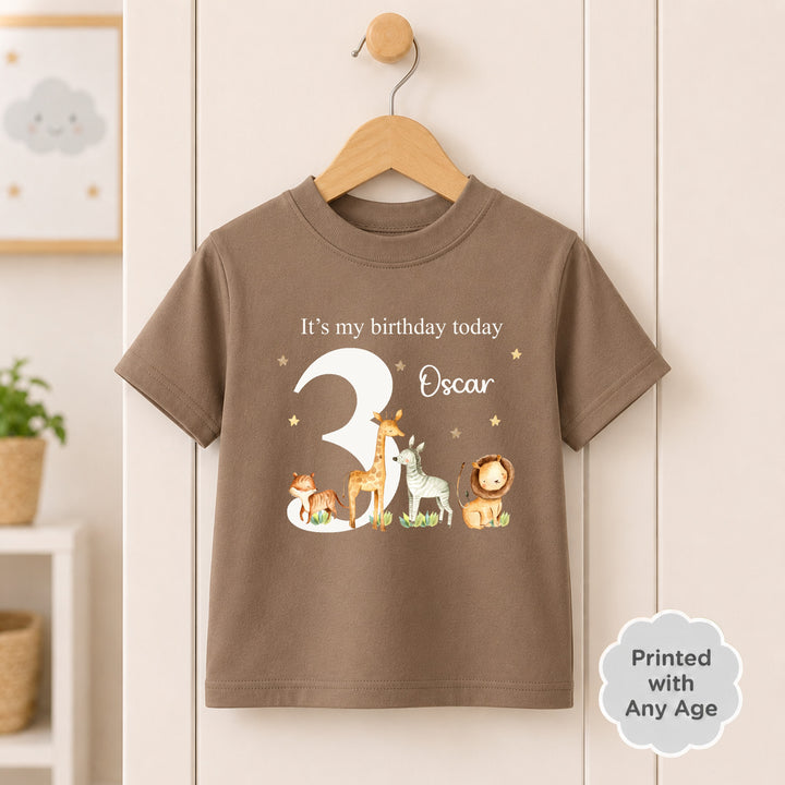 Personalised Jungle Scene Any Age Birthday T-shirt