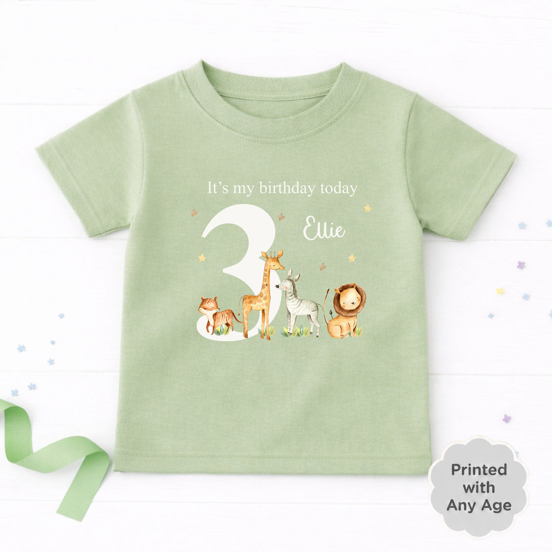 Personalised Jungle Scene Any Age Birthday T-shirt