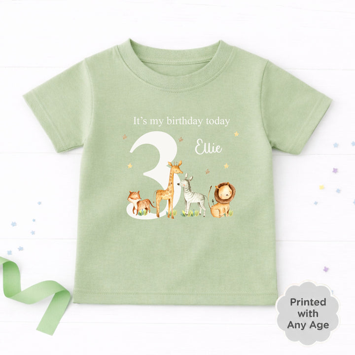Personalised Jungle Scene Any Age Birthday T-shirt