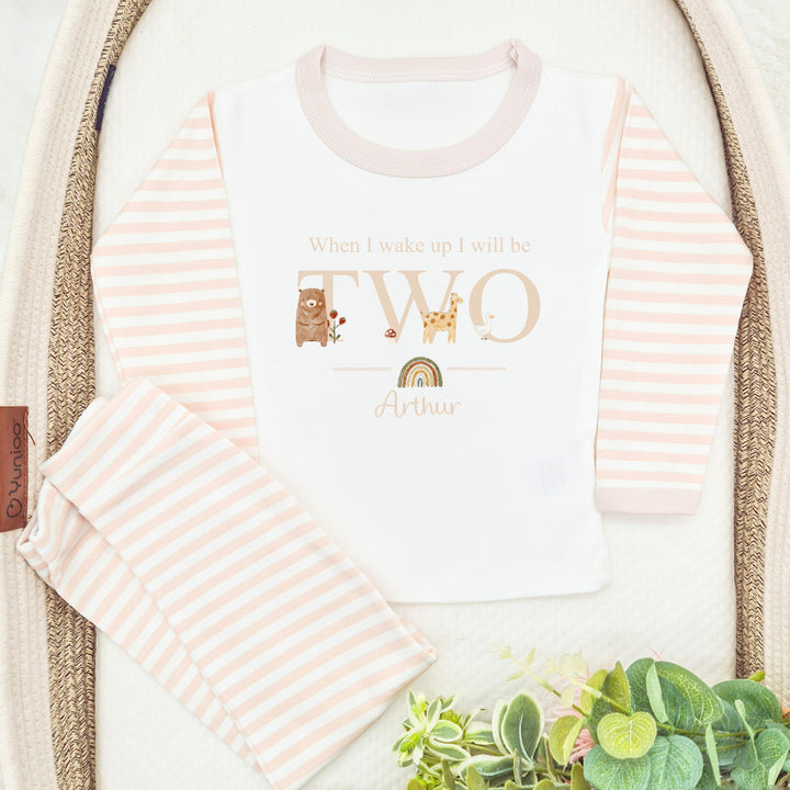 Personalised When I Wake Up Beige Animals Unisex 2nd Birthday Pyjamas