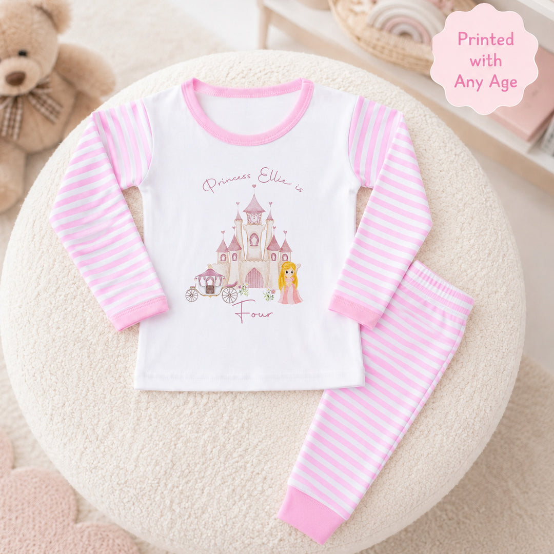 Personalised Princess Castle Any Age Birthday Pyjamas