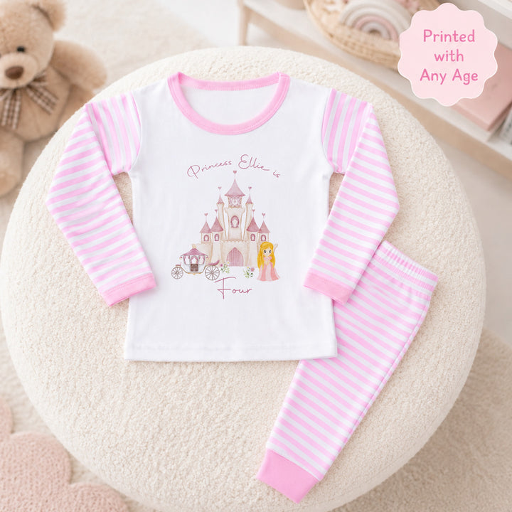 Personalised Princess Castle Any Age Birthday Pyjamas