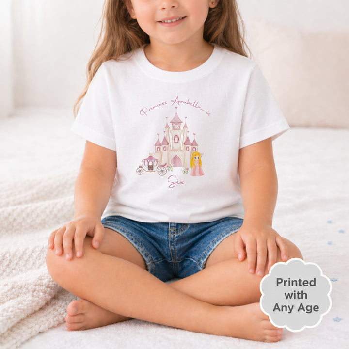 Personalised Princess Castle Any Age Birthday Girl T-shirt