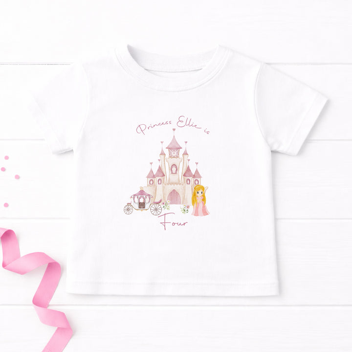 Personalised Princess Castle Any Age Birthday Girl T-shirt