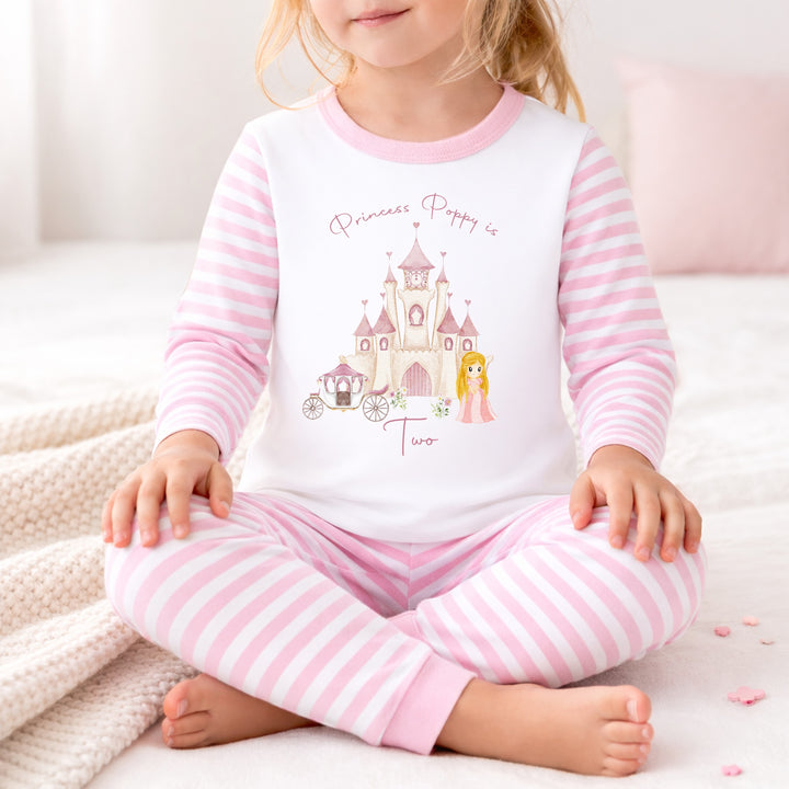 Personalised Pink Princess Castle Second Birthday Pyjamas