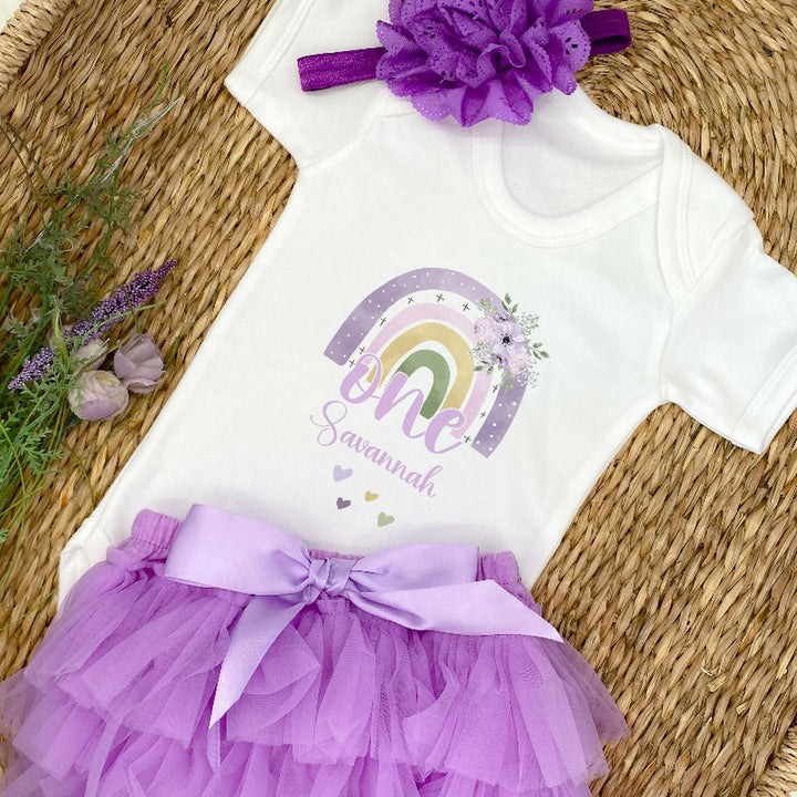 Personalised Purple Rainbow Birthday Vest/T-shirt