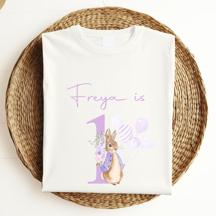Personalised Purple Rabbit Birthday T-shirt