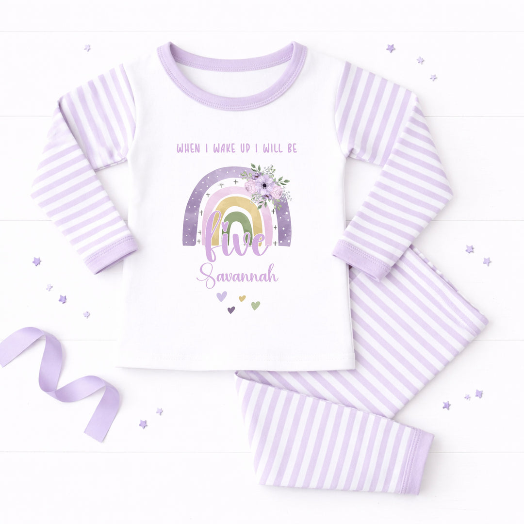 Personalised When I Wake Lilac Rainbow Any Age Birthday Pyjamas