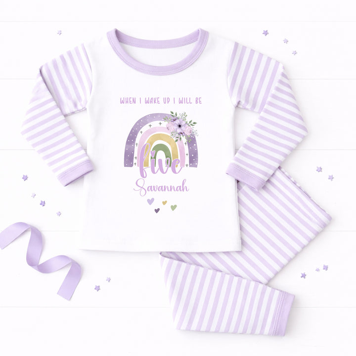 Personalised When I Wake Lilac Rainbow Any Age Birthday Pyjamas