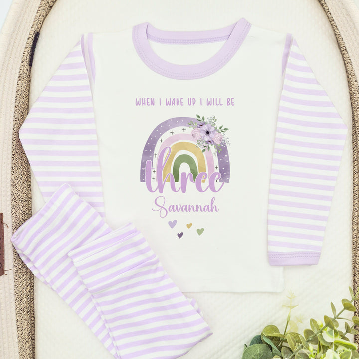 Personalised When I Wake Lilac Rainbow Any Age Birthday Pyjamas