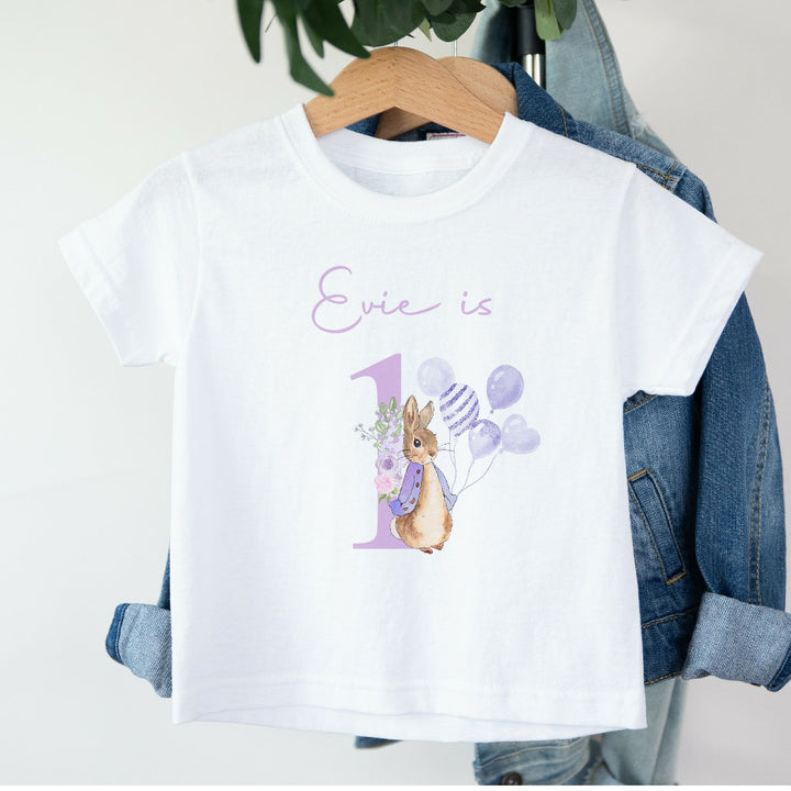 Personalised Purple Rabbit Birthday Vest/T-shirt