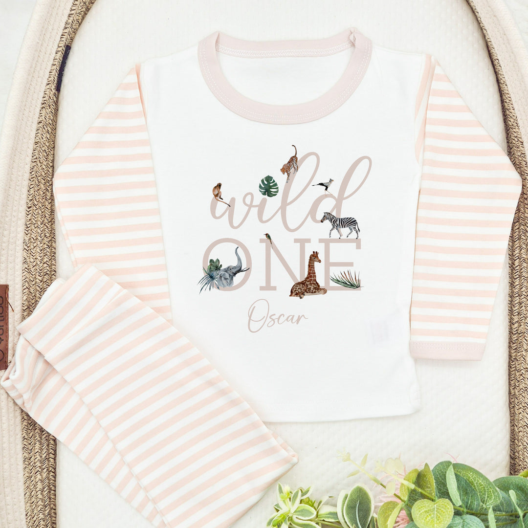 Personalised Wild One First Birthday Beige Pyjamas