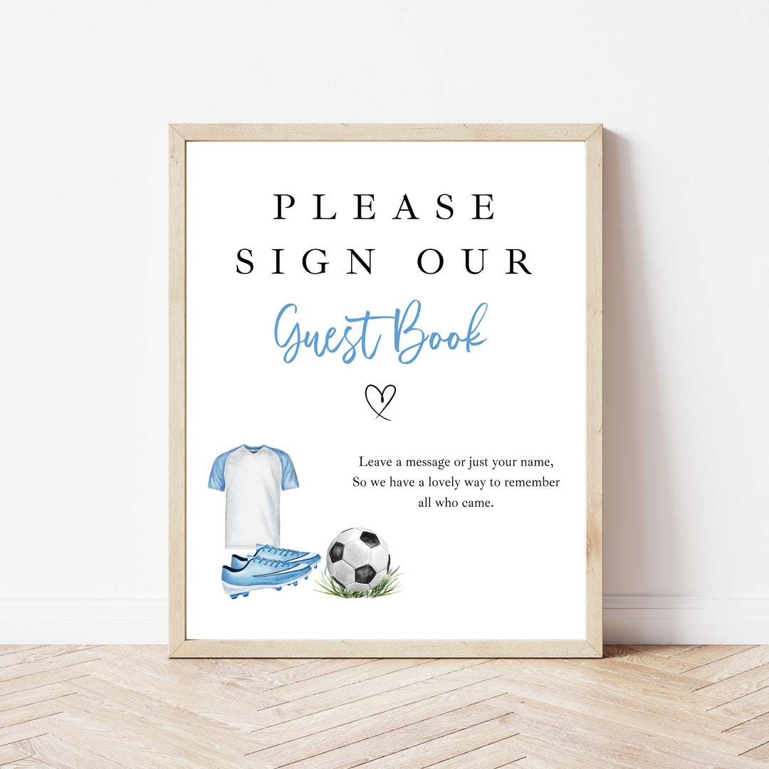 Personalised Blue Football First Birthday Guest Book