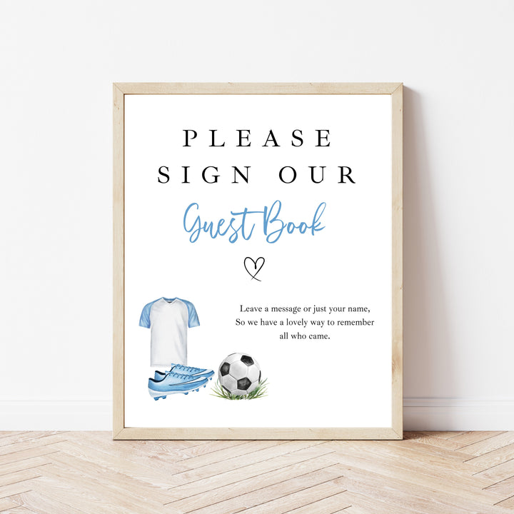 Personalised Blue Football First Birthday Guest Book