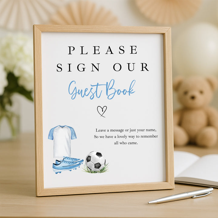 Personalised Blue Football First Birthday Guest Book