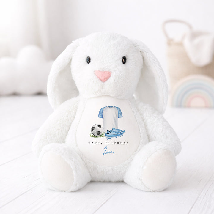 Personalised Blue Football Birthday Teddy