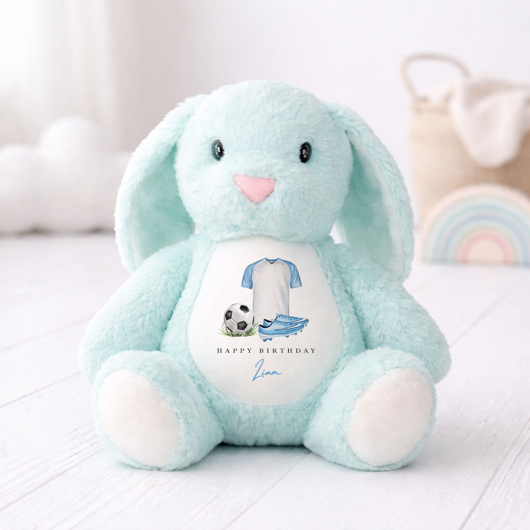 Personalised Blue Football Birthday Teddy
