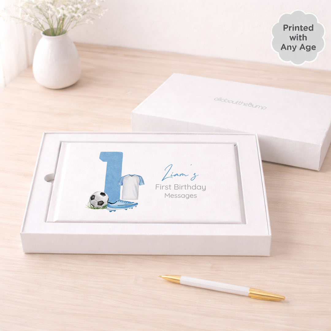 Personalised Blue Football Any Age Birthday Guest Book