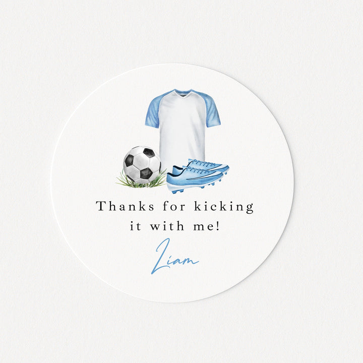 Personalised Blue Football Birthday Stickers