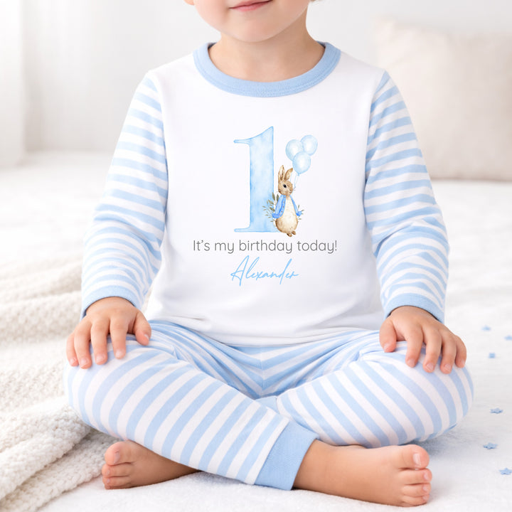 Personalised Blue Rabbit First Birthday Pyjamas