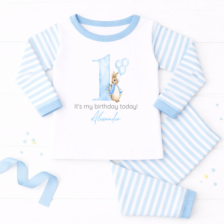 Personalised Blue Rabbit First Birthday Pyjamas