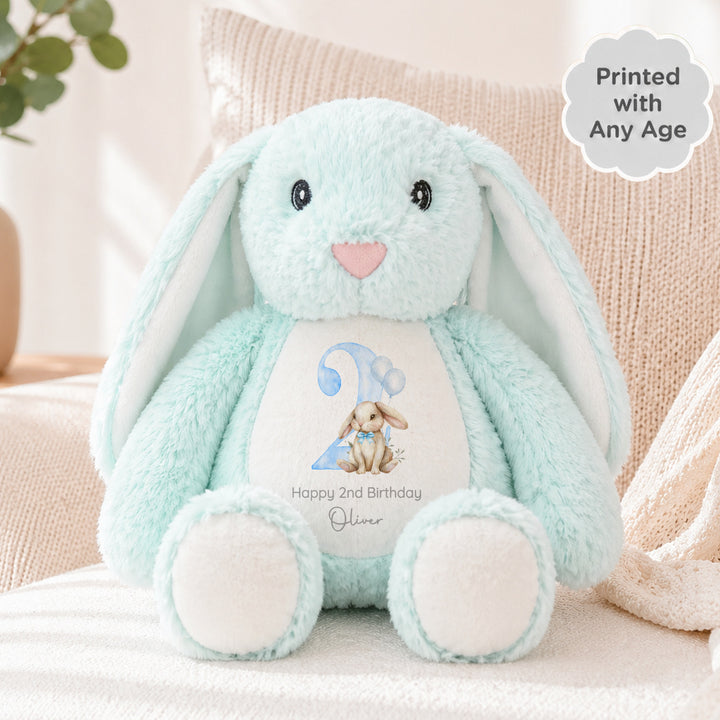 Personalised Blue Bow Tie Any Age Birthday Bunny Rabbit