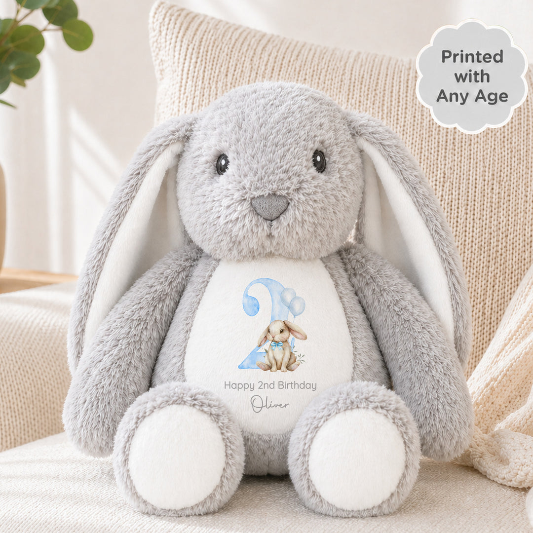 Personalised Blue Bow Tie Any Age Birthday Bunny Rabbit