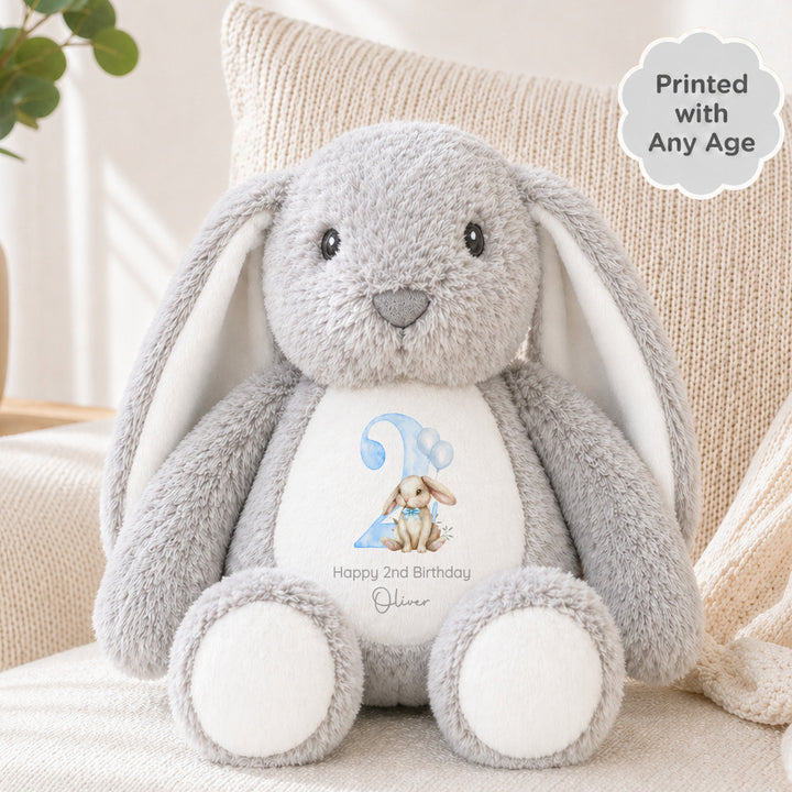 Personalised Blue Bow Tie Any Age Birthday Bunny Rabbit