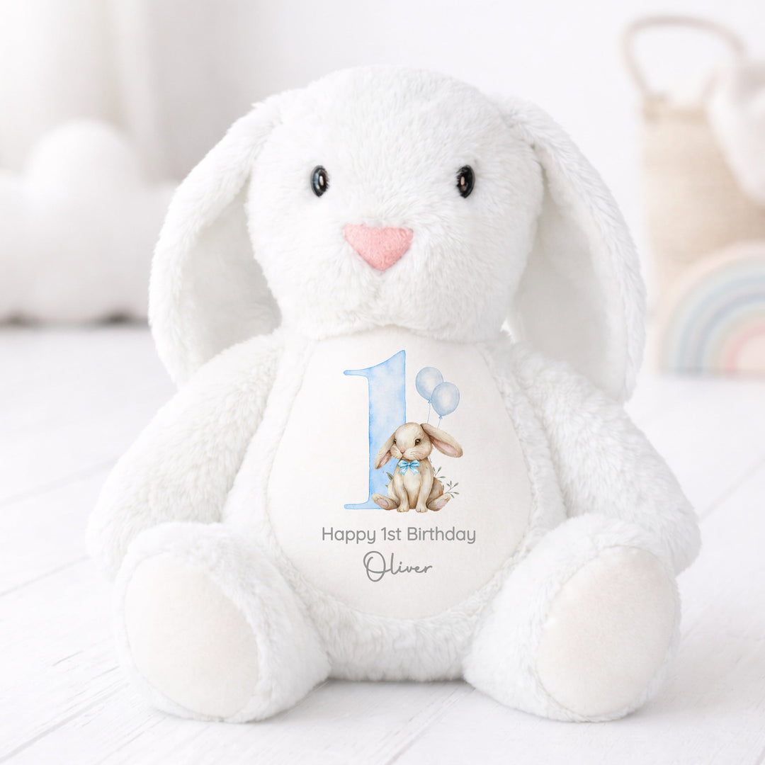 Personalised Blue Bow Tie First Birthday Bunny Rabbit