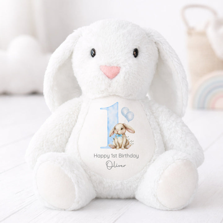 Personalised Blue Bow Tie First Birthday Bunny Rabbit