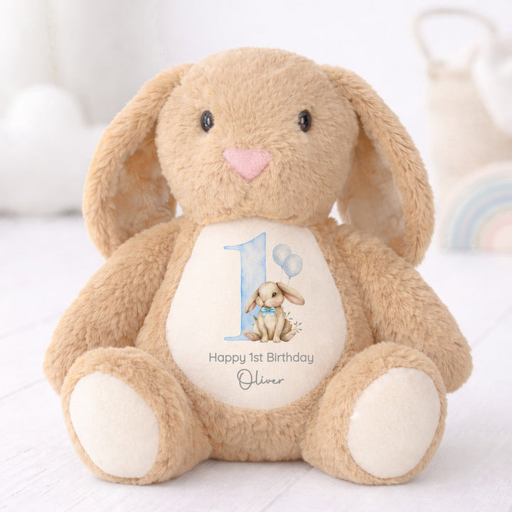 Personalised Blue Bow Tie First Birthday Bunny Rabbit