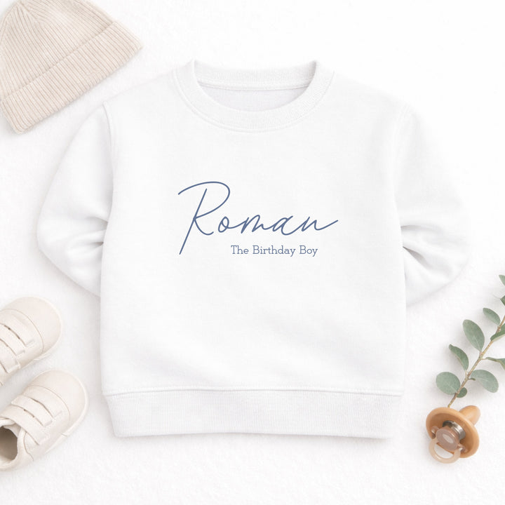 Personalised Blue Birthday Boy Sweatshirt