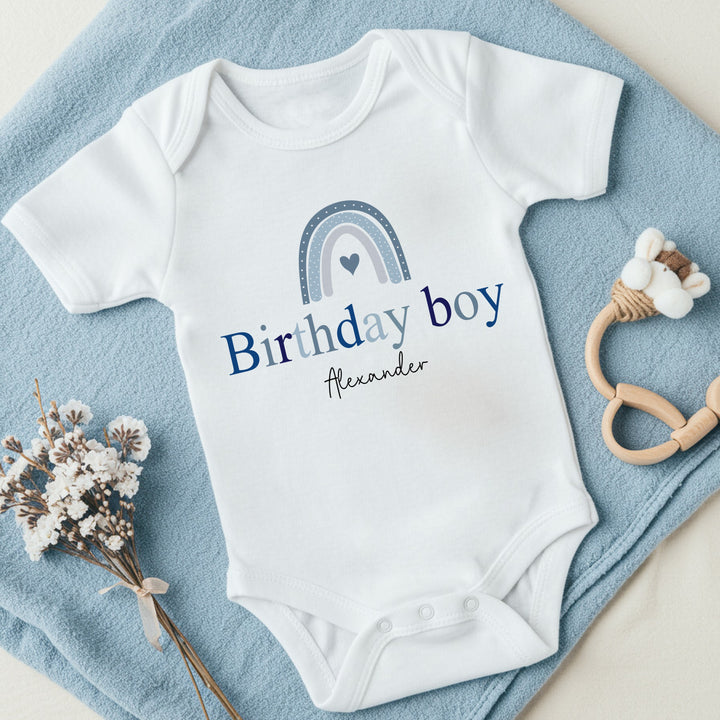 Personalised Blue Rainbow First Birthday Vest