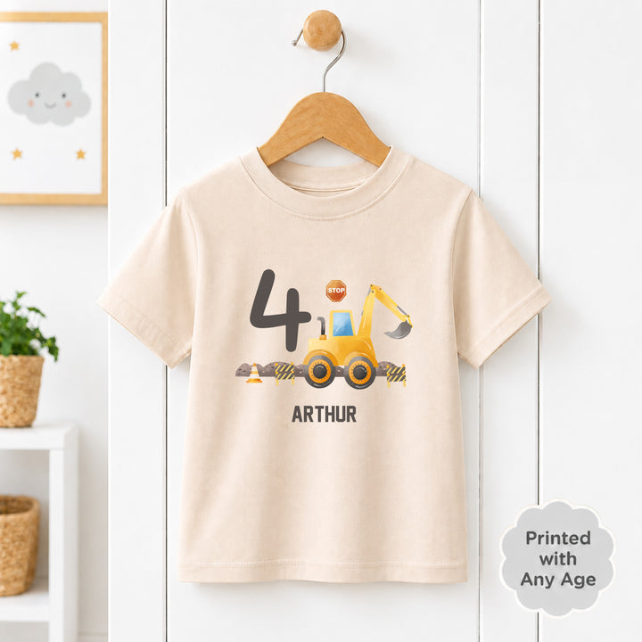 Personalised Digger Construction Any Age Birthday T-shirt