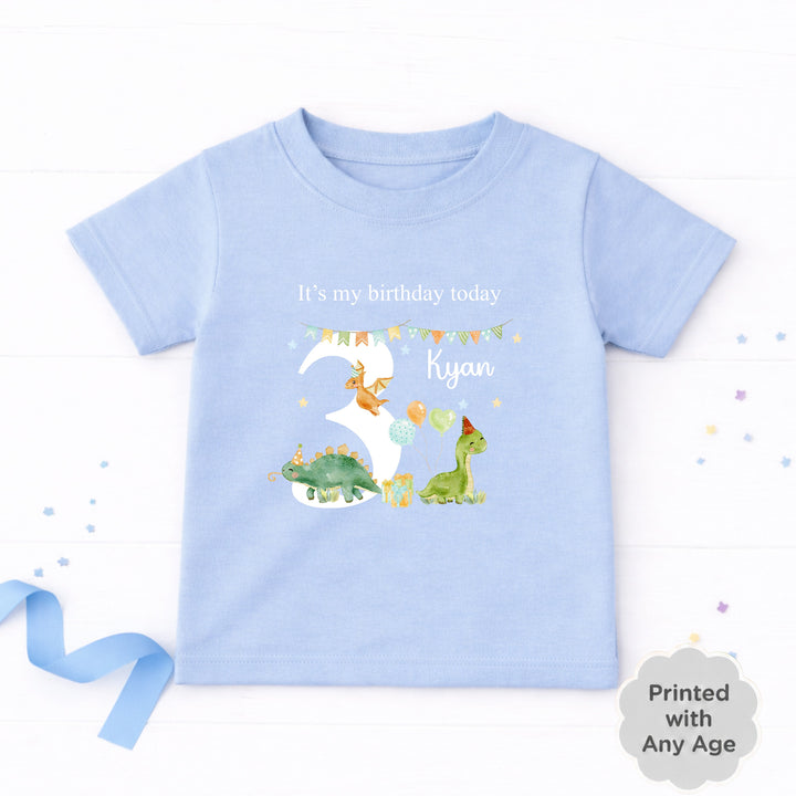 Personalised Dinosaur Party Any Age Birthday T-shirt