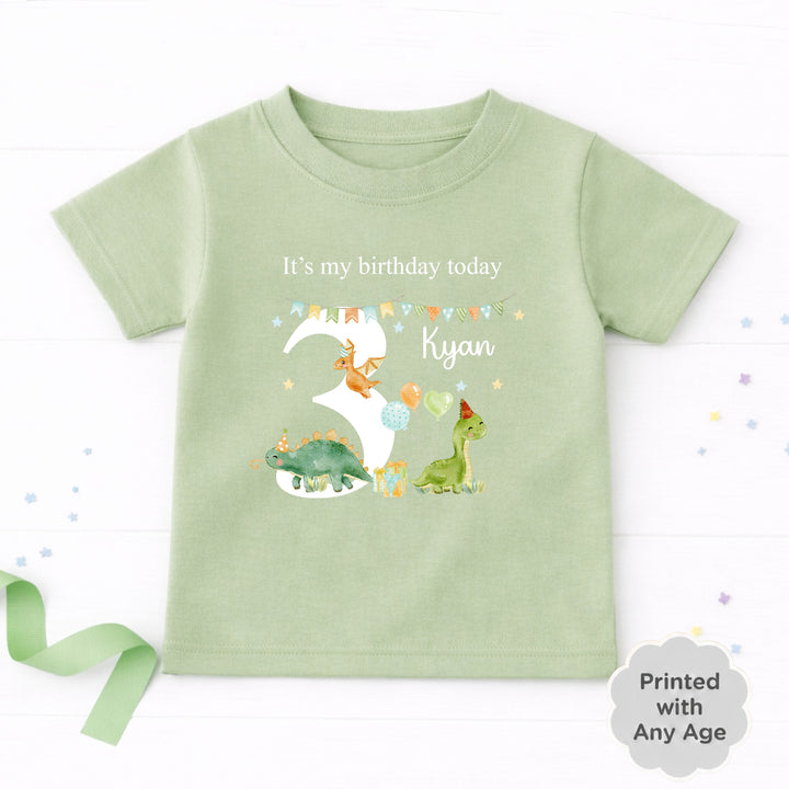 Personalised Dinosaur Party Any Age Birthday T-shirt
