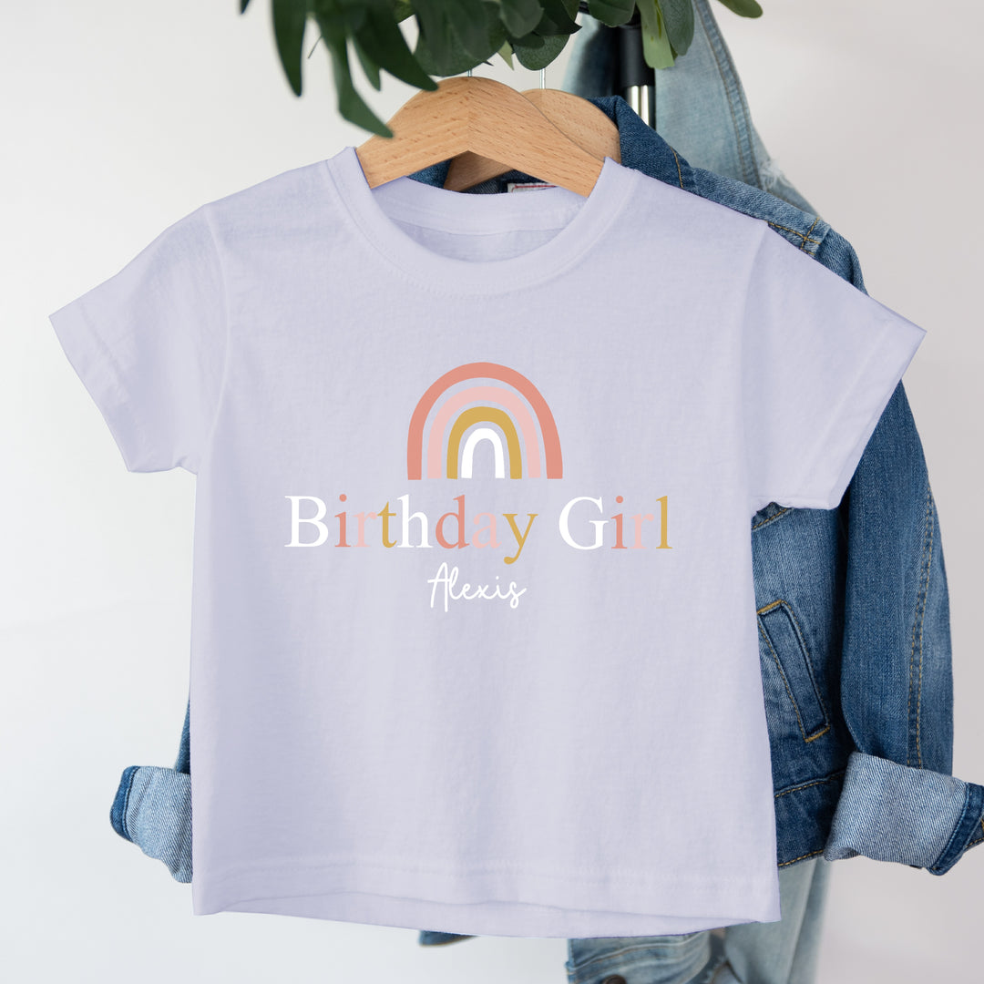 Personalised Rainbow Birthday Girl T-shirt