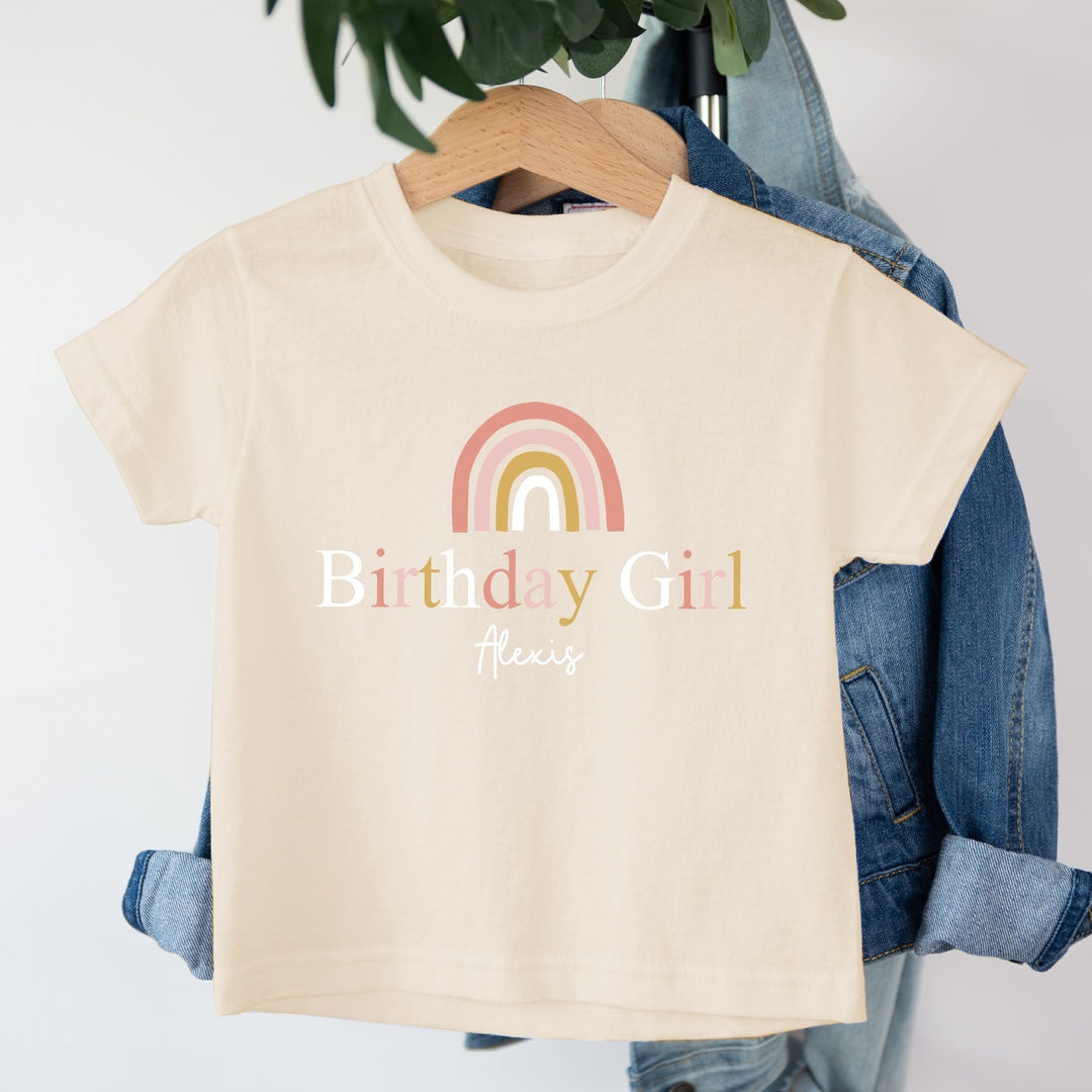 Personalised Rainbow Birthday Girl T-shirt