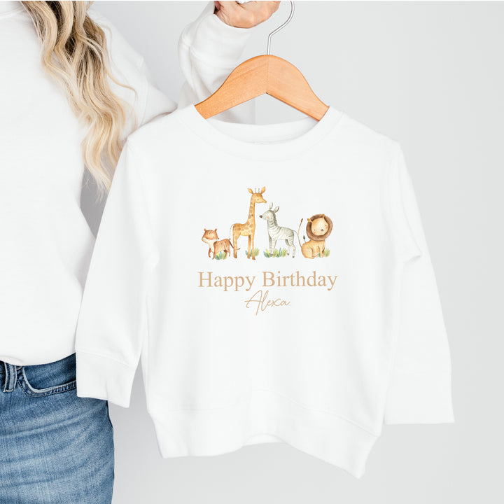 Personalised Jungle Scene Birthday Sweatshirt