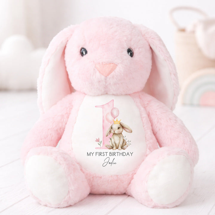Personalised Pink Bunny Crown First Birthday Rabbit