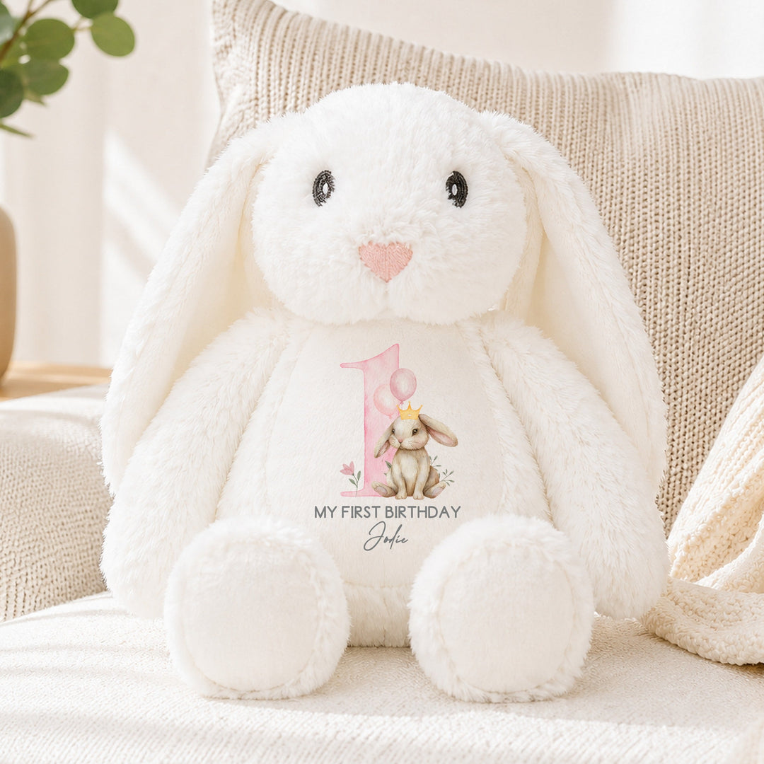 Personalised Pink Bunny Crown First Birthday Rabbit