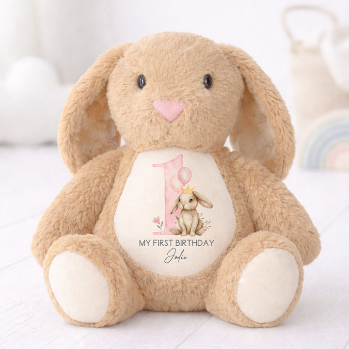 Personalised Pink Bunny Crown First Birthday Rabbit