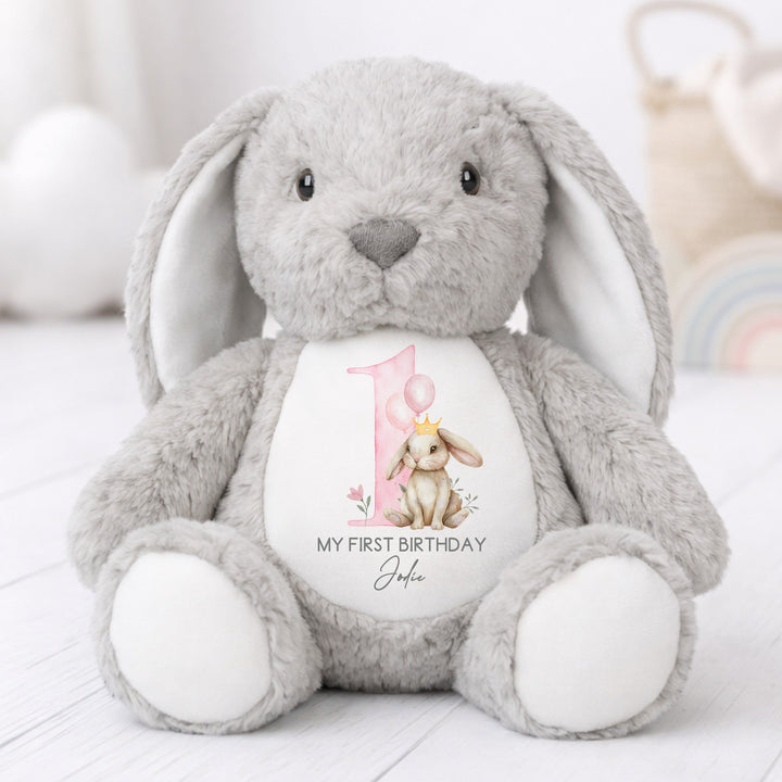 Personalised Pink Bunny Crown First Birthday Rabbit