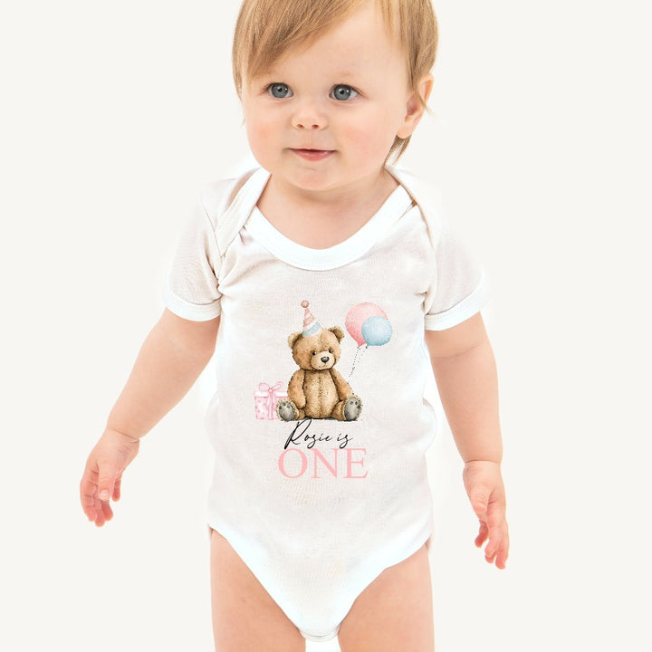 Personalised Birthday Pink Teddy Vest