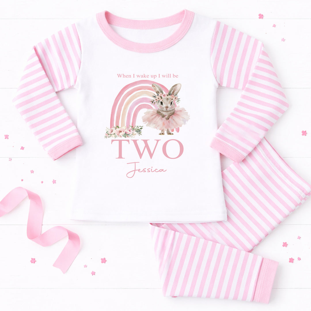Personalised Pink Ballerina Rainbow 2nd Birthday Pyjamas