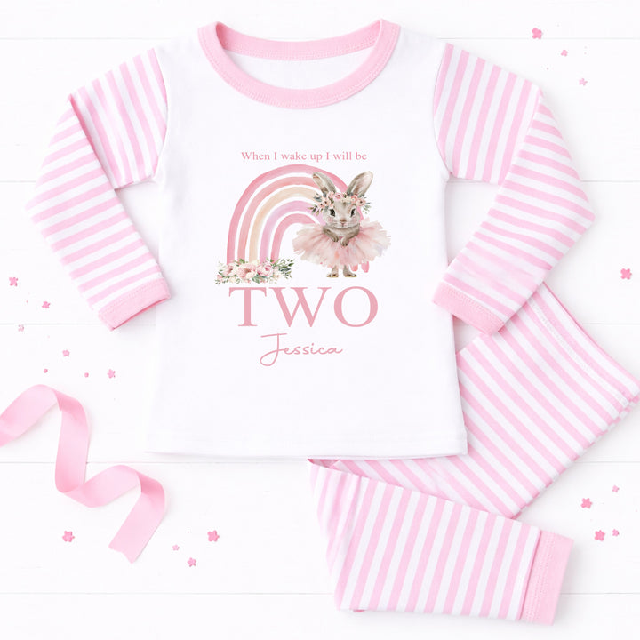 Personalised Pink Ballerina Rainbow 2nd Birthday Pyjamas