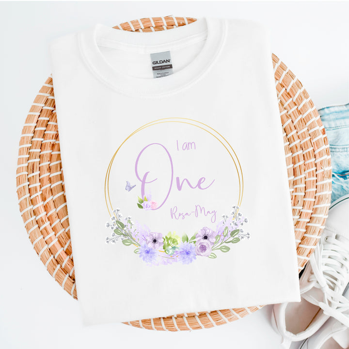 Personalised Purple Wreath Birthday T-shirt