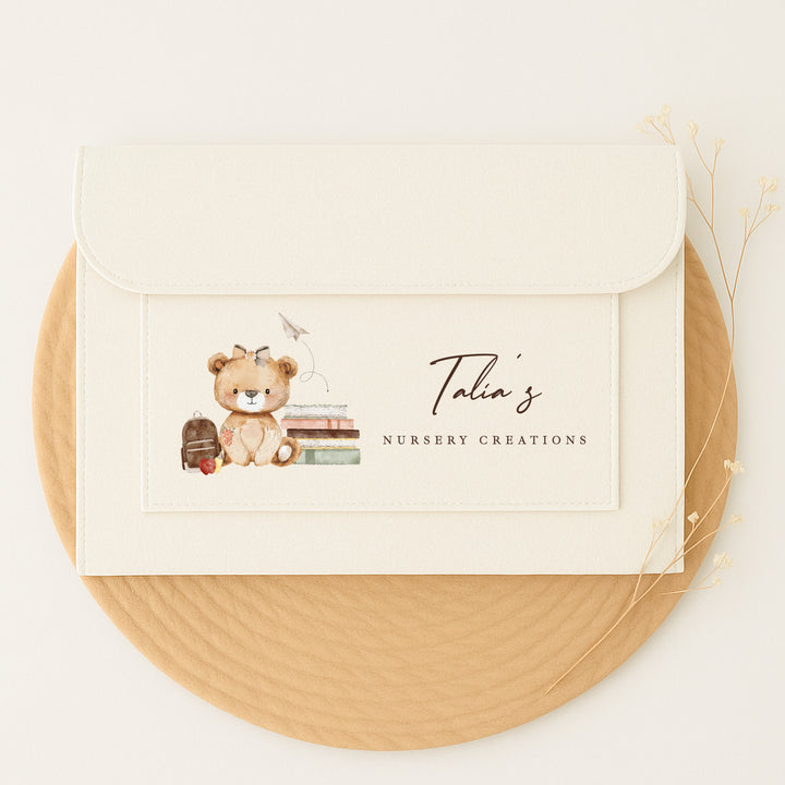 Personalised Girl Teddy Nursery Artwork Folder